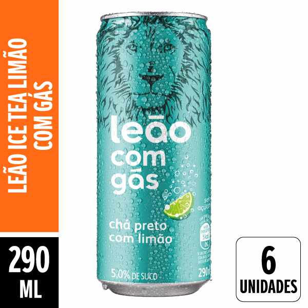 Chá Leão Preto com Limão com Gás 290ml Pack 6 Unidades