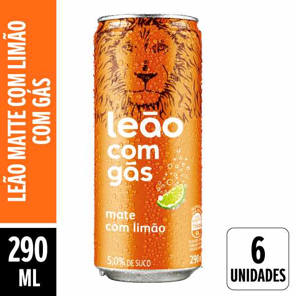 Chá Mate Leão com Limão com Gás 290ml Pack 6 Unidades