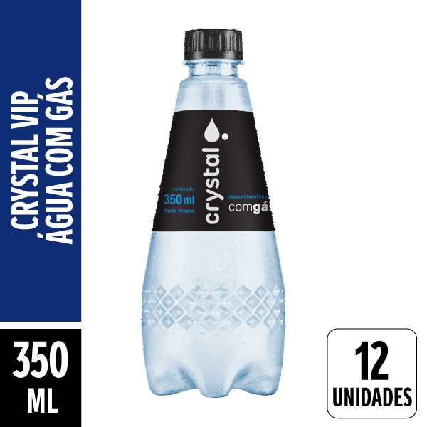 Água Mineral Crystal Vip Com Gás PET 350ml Pack 12 Unidades