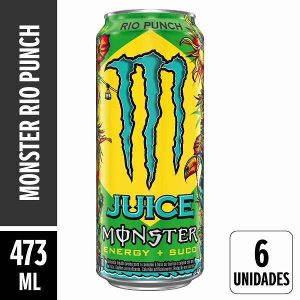 Energético Monster Juice Rio Punch Lata 473ml Pack 6 Unidades