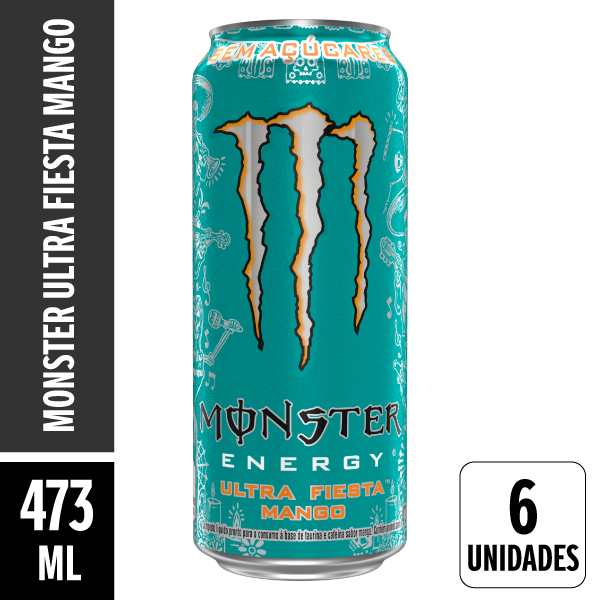 Energético Monster Ultra Fiesta Mango Lata 473ml Pack 6 Unidades