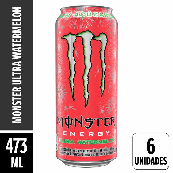 Energético Monster Ultra Watermelon Lata 473ml Pack 6 Unidades
