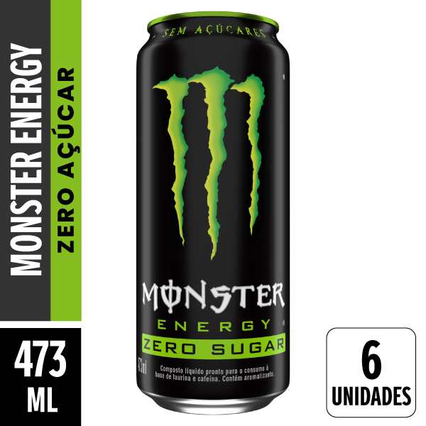 Energético Monster Zero Açúcar Lata 473ml Pack 6 Unidades