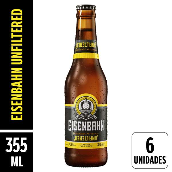 Cerveja Eisenbahn Pilsen Unfiltered Long Neck 355ml Pack 6 Unidades