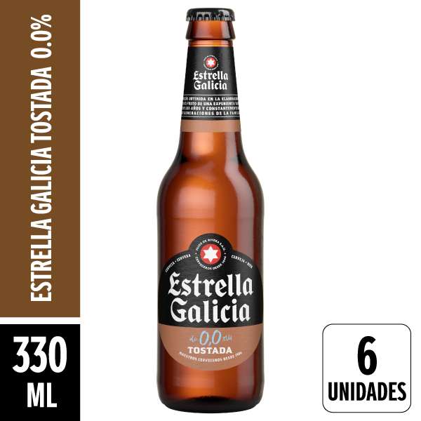 Estrella Galicia Tostada 0,0% Long Neck 330ml Pack 6 Unidades