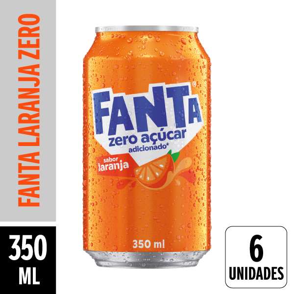 Fanta Laranja Zero Lata 350ml Pack 6 Unidades