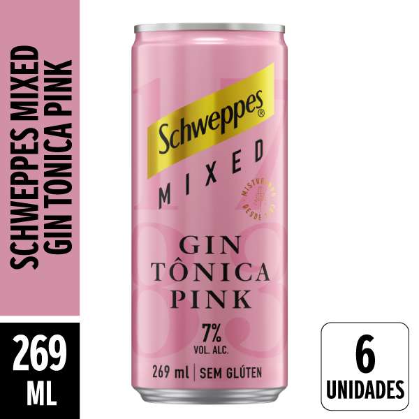 Schweppes Gin Tonica Pink Lata 269ml Pack 6 Unidades