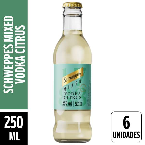 Schweppes Vodka Citrus Long Neck 250ml Pack 6 Unidades